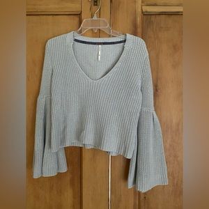 Free People short, long sleeved, V-neck sweater